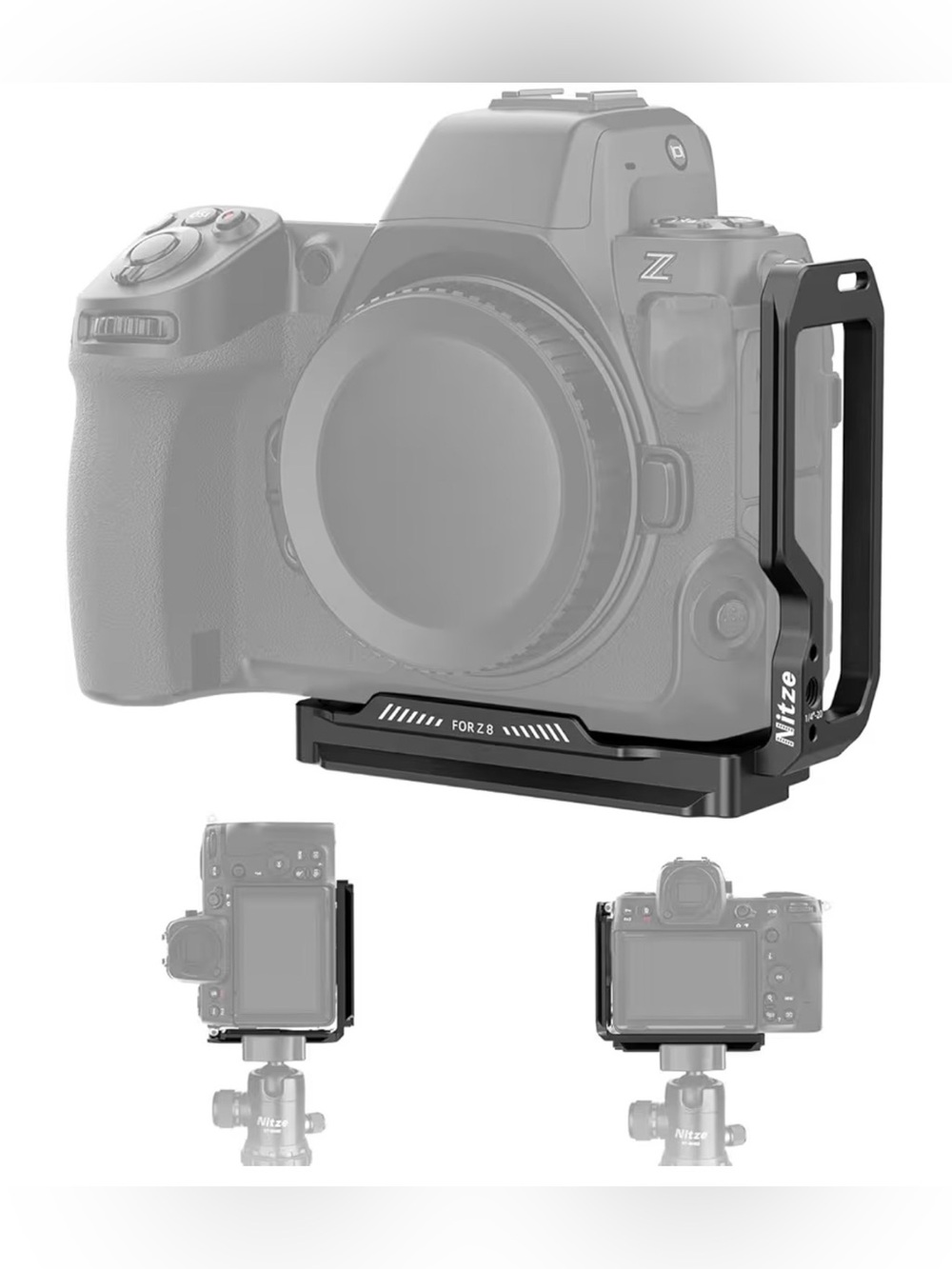 Nitze Z8 L Bracket for Nikon Z 8 Camera with Arca Swiss Quick Release Plates